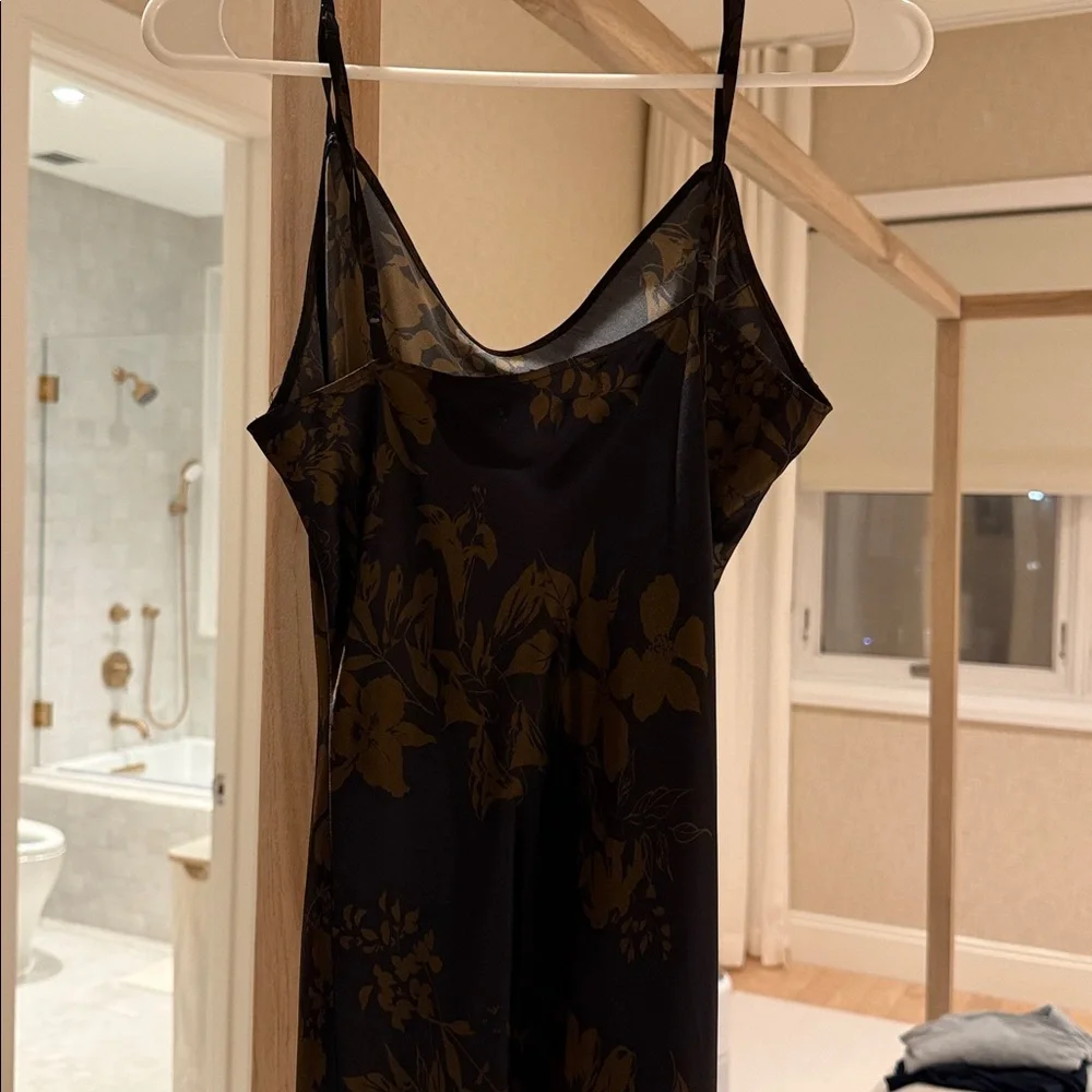 Reformation Silk Black Brown Floral Slip Dress - Picture 4 of 7